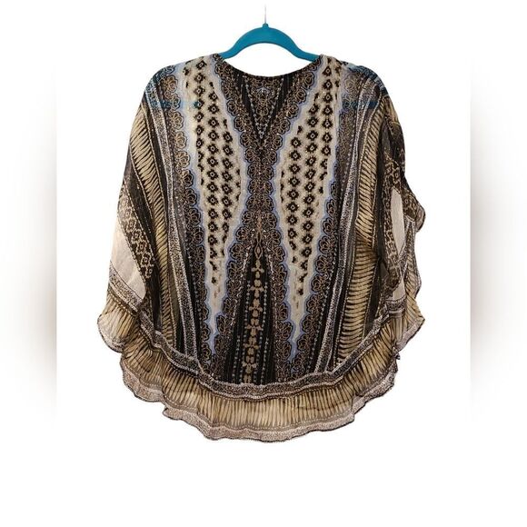 Hale Bob Cabana Silk Embellished Tunic Top, Bohemian, Festival Vibes |  S - Picture 3 of 11